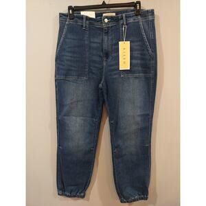 RISEN Los Angeles Jogger Jeans Womens 1XL High Rise Medium Wash Elastic Cuff